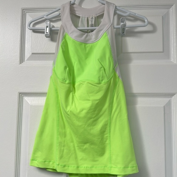 lululemon athletica Tops - Lululemon Lime Green White Athletic Racerback Tank Top size 4
